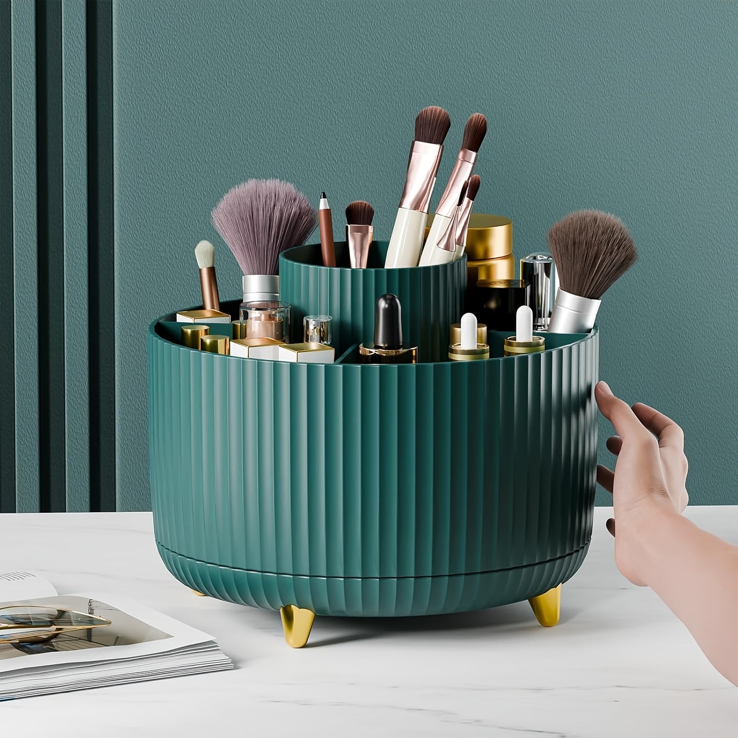 5-Compartment 360° Rotating Makeup Organizer