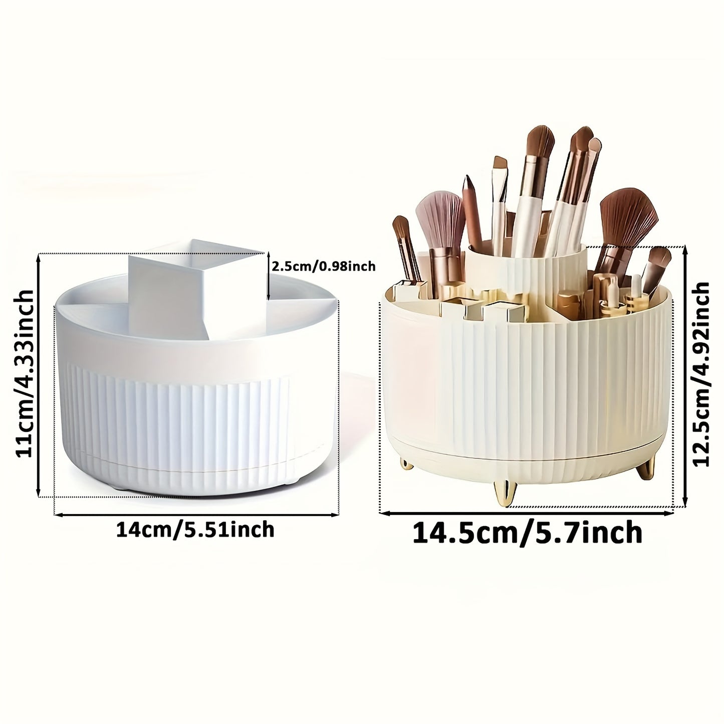 5-Compartment 360° Rotating Makeup Organizer