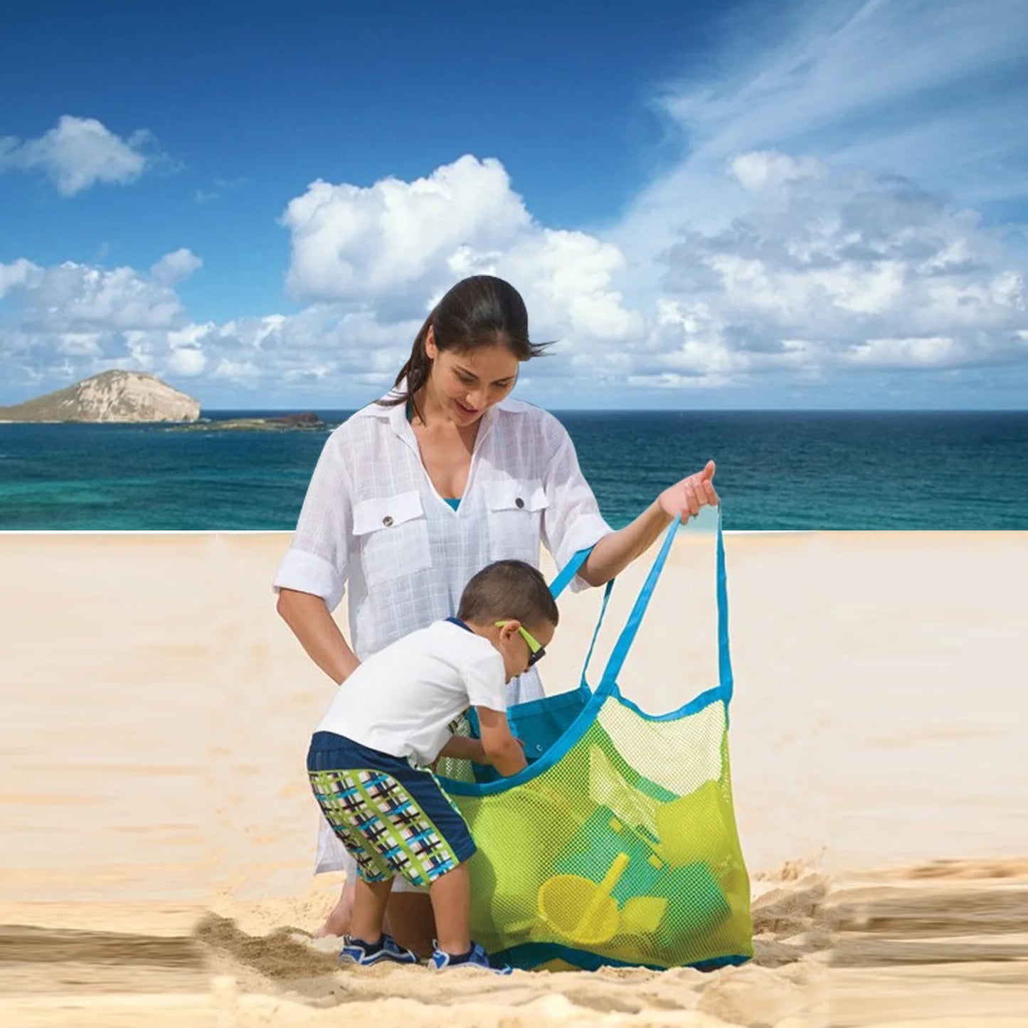 2 PCS Mesh Beach Storage Bag